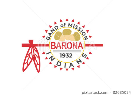 Barona Group of Capitan Grande Band of Mission Indians flag in real proportions and colors, vector 82685054