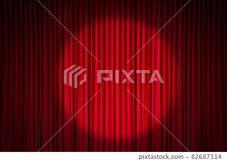Red stage curtain with spotlight Red stage curtain with spotlight 82687314