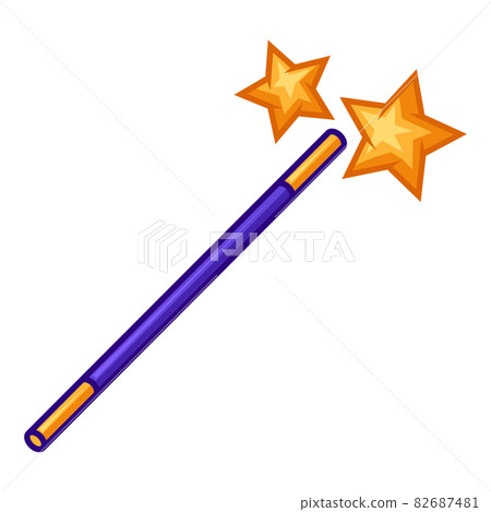 Magician wand with star. Trick or magic illustration. Magician wand with star. Trick or magic illustration. 82687481