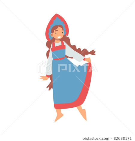 Slav or Slavonian Woman Character in Ethnic Clothing Vector Illustration Slav or Slavonian Woman Character in Ethnic Clothing Vector Illustration 82688171