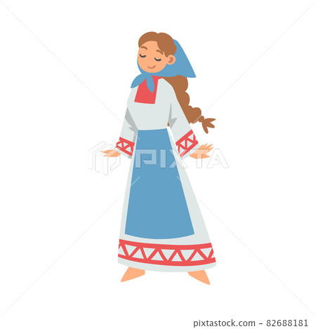 Slav or Slavonian Woman Character in Ethnic Clothing Vector Illustration Slav or Slavonian Woman Character in Ethnic Clothing Vector Illustration 82688181