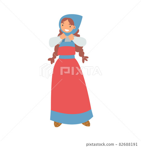 Slav or Slavonian Woman Character in Ethnic Clothing Vector Illustration Slav or Slavonian Woman Character in Ethnic Clothing Vector Illustration 82688191