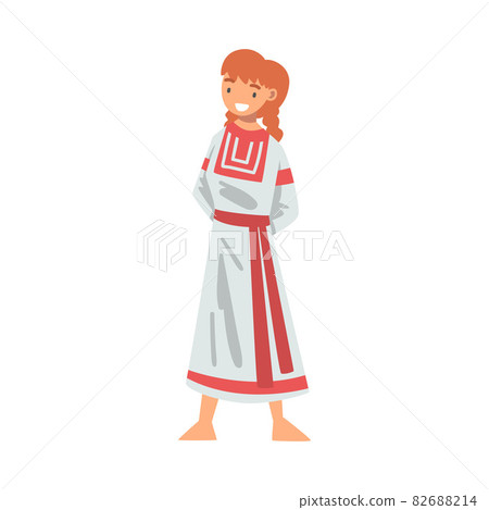Slav or Slavonian Woman Character in Ethnic Clothing Vector Illustration Slav or Slavonian Woman Character in Ethnic Clothing Vector Illustration 82688214