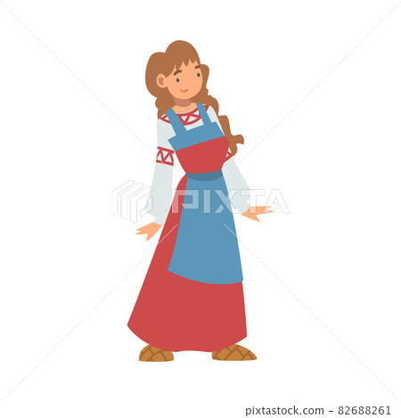 Slav or Slavonian Woman Character in Ethnic Clothing Vector Illustration Slav or Slavonian Woman Character in Ethnic Clothing Vector Illustration 82688261