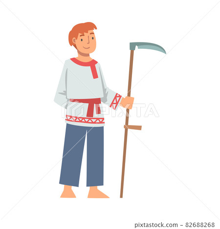 Slav or Slavonian Man Character in Ethnic Clothing Vector Illustration 82688268