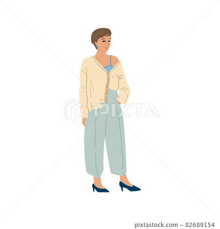 Woman. Avatar icon, profile portrait. Full-length portrait of a modern girl of European race. Isolated character on white background 82689154