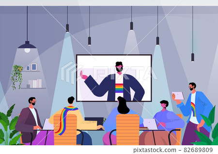 gays discussing during video call transgender love LGBT community concept online communication gays discussing during video call transgender love LGBT community concept online communication 82689809