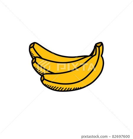 bananas doodle icon, vector color line illustration bananas doodle icon, vector color line illustration 82697600