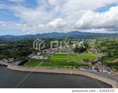 Aerial view of the roadside station Tara coastline in Tara Town, Kashima City 82698207