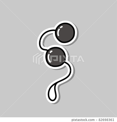 anal beads sex toy doodle sticker icon, vector color line illustration 82698361