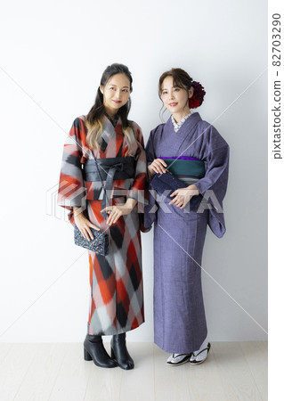 Two women in casual kimono Two women in casual kimono 82703290