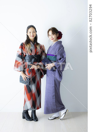 Two women in casual kimono Two women in casual kimono 82703294