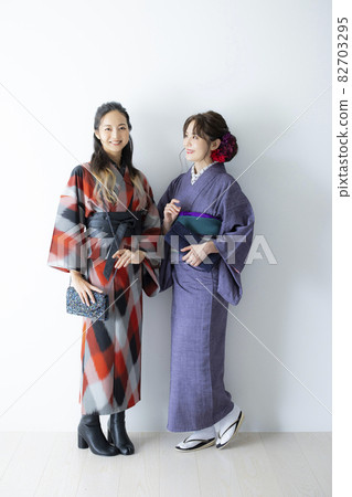 Two women in casual kimono Two women in casual kimono 82703295