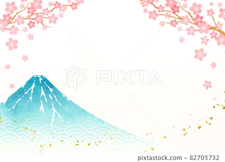 Vector illustration background of cherry blossoms and Mt. Fuji watercolor 82705732