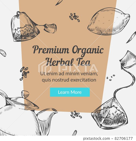 Premium organic herbal tea, lemon and herbs banner Premium organic herbal tea, lemon and herbs banner 82706177