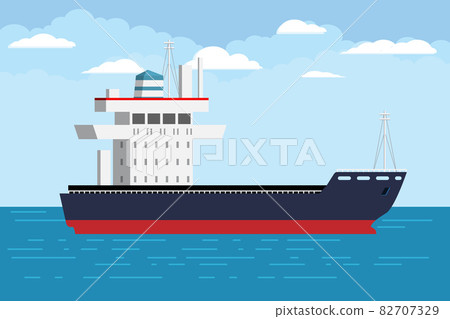 Empty Ship. Flat and solid color vector illustration. 82707329