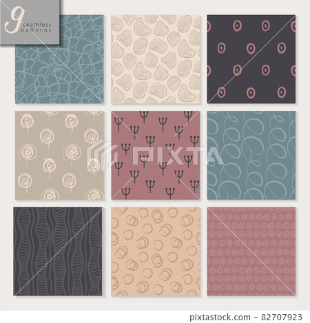 Set of nine hand drawn seamless abstract patterns 82707923