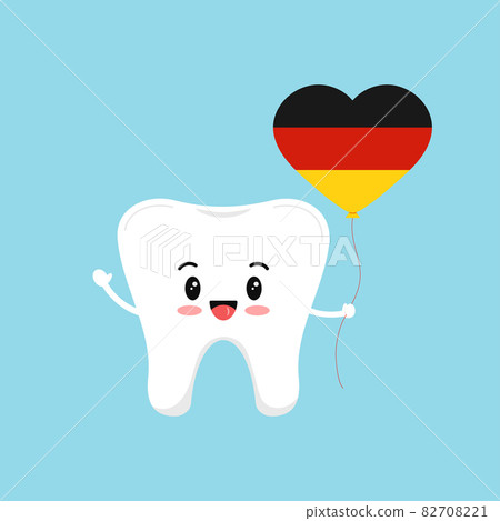 Octoberfest tooth with heart shape balloon icon isolated. Octoberfest tooth with heart shape balloon icon isolated. 82708221