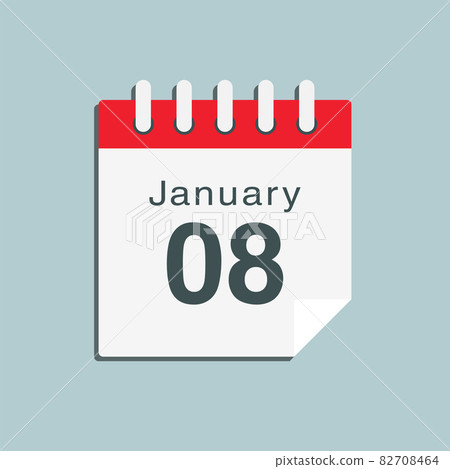 Icon day date 8 January, template calendar page 82708464