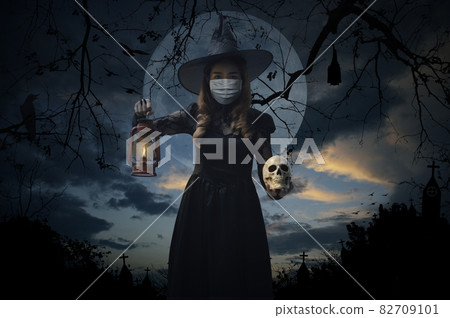 Halloween and coronavirus or covid-19 concept 82709101