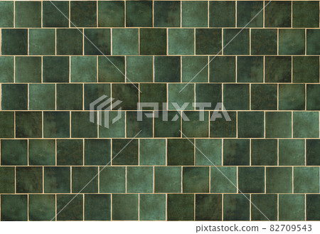 Green ceramic tile background. Old vintage ceramic tiles in green to decorate the kitchen or bathroom Green ceramic tile background. Old vintage ceramic tiles in green to decorate the kitchen or bathroom 82709543