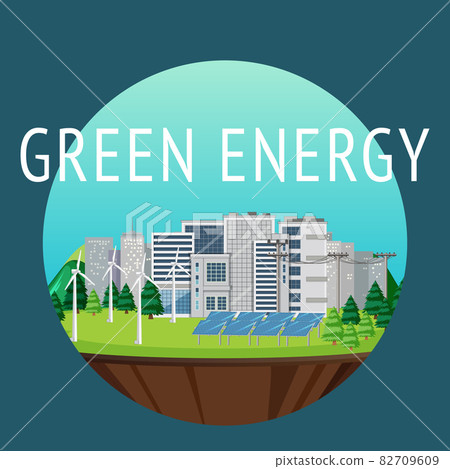 Green energy generated by wind turbine and solar panel Green energy generated by wind turbine and solar panel 82709609