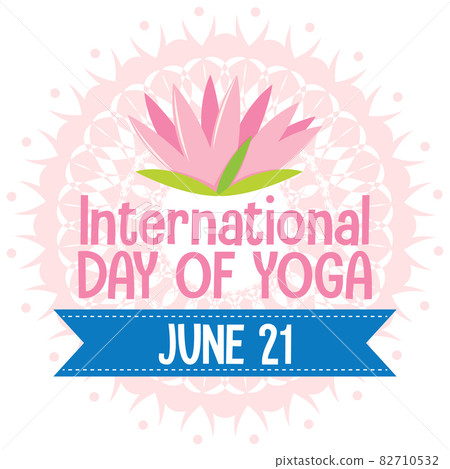 International Day of Yoga banner with pink lotus sign 82710532