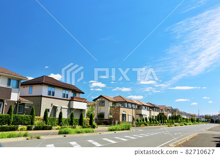 Cityscape of the blue sky Scenery of a new residential area Cityscape of the blue sky Scenery of a new residential area 82710627