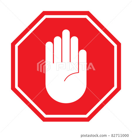 red stop sing icon vector roadsign with hand symbol for graphic design, logo, website, social media, mobile app, UI 82711000