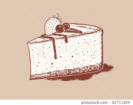 Vintage style vector illustration of Cheesecake Vintage style vector illustration of Cheesecake 82711804