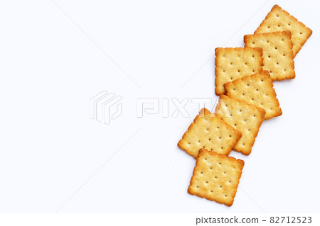 Dry cracker cookies on white background. Dry cracker cookies on white background. 82712523