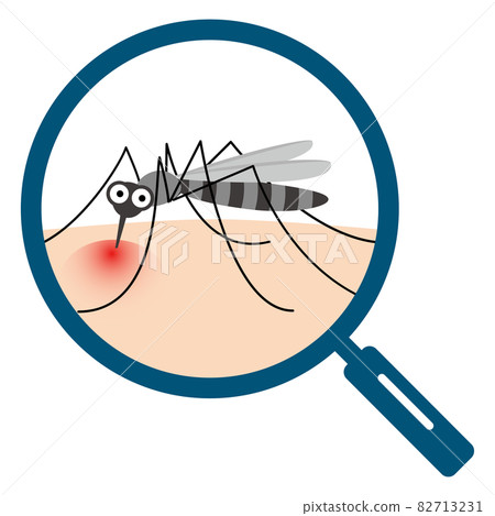 Enlarge blood-sucking mosquitoes with a loupe Cartoon-style vector illustration 82713231