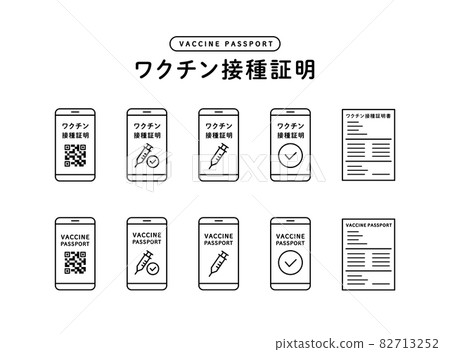 Vaccine passport icon set Immunity passport Vaccination Coronavirus app QR code Vaccine passport icon set Immunity passport Vaccination Coronavirus app QR code 82713252