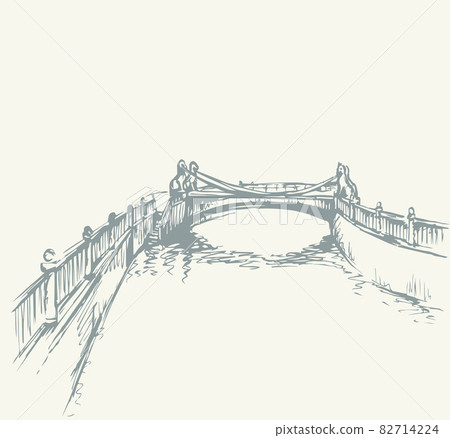 The bridge over the river in St. Petersburg. Vector drawing 82714224