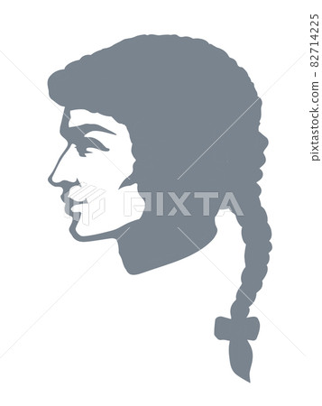 Vintage french wig. Vector drawing 82714225