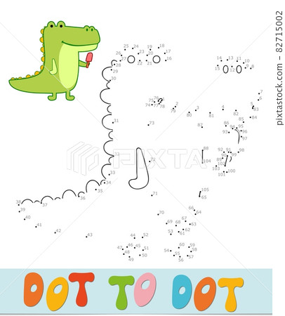 Dot to dot puzzle for children. Connect dots game. Alligator vector illustration 82715002