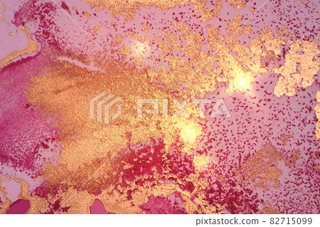 Gold, pink and magenta abstract marble background with sparkles 82715099