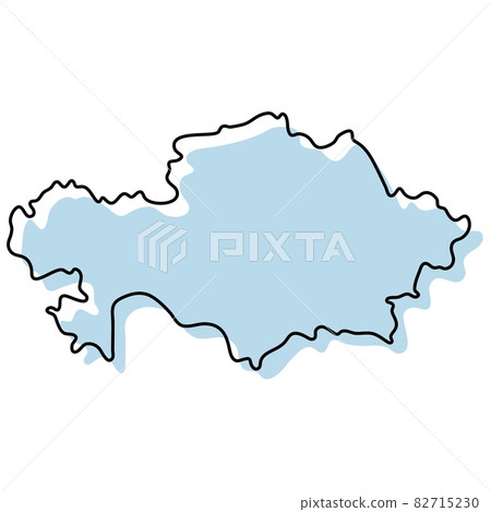 Stylized simple outline map of Kazakhstan icon. Blue sketch map of Kazakhstan vector illustration Stylized simple outline map of Kazakhstan icon. Blue sketch map of Kazakhstan vector illustration 82715230