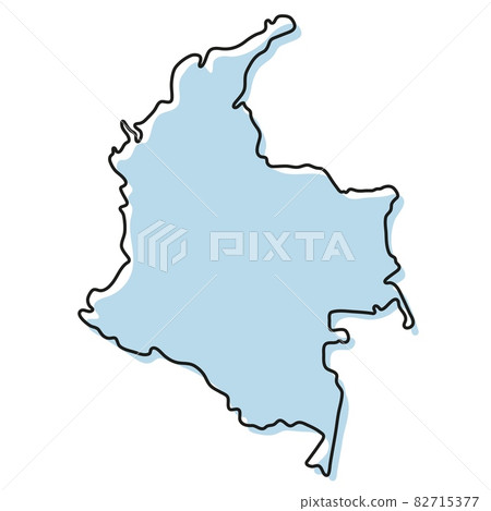 Stylized simple outline map of Colombia icon. Blue sketch map of Colombia vector illustration Stylized simple outline map of Colombia icon. Blue sketch map of Colombia vector illustration 82715377