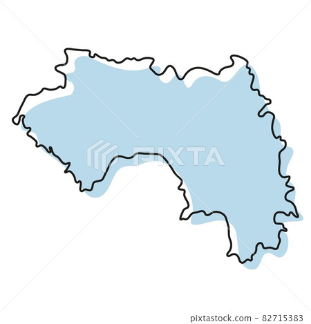 Stylized simple outline map of Guinea icon. Blue sketch map of Guinea vector illustration Stylized simple outline map of Guinea icon. Blue sketch map of Guinea vector illustration 82715383