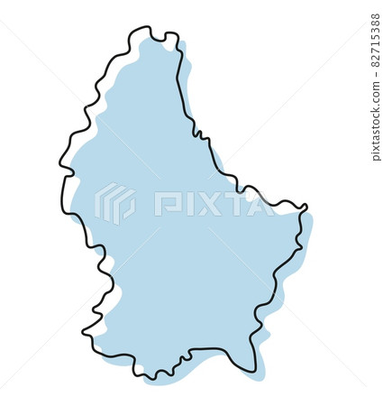 Stylized simple outline map of Luxembourg icon. Blue sketch map of Luxembourg vector illustration 82715388
