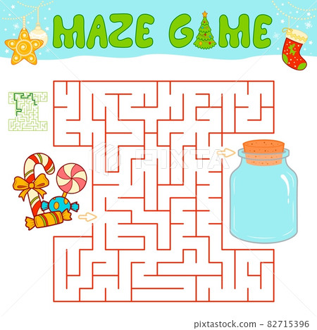 Christmas Maze puzzle game for children. Maze or labyrinth game with Christmas Candy. Christmas Maze puzzle game for children. Maze or labyrinth game with Christmas Candy. 82715396