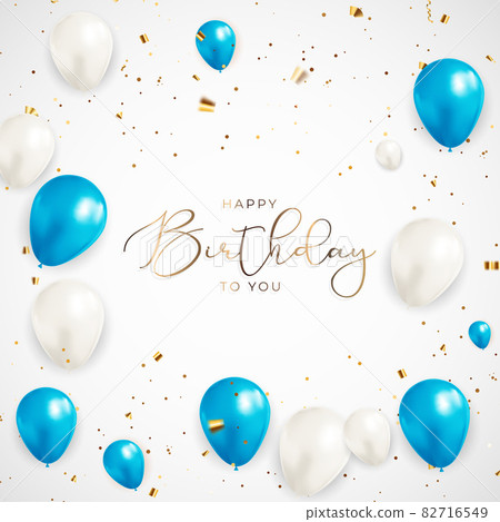 Happy Birthday congratulations banner design with Confetti, Balloons for Party Holiday Background. Vector Illustration Happy Birthday congratulations banner design with Confetti, Balloons for Party Holiday Background. Vector Illustration 82716549