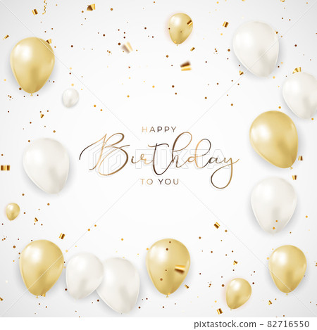 Happy Birthday congratulations banner design with Confetti, Balloons for Party Holiday Background. Vector Illustration Happy Birthday congratulations banner design with Confetti, Balloons for Party Holiday Background. Vector Illustration 82716550