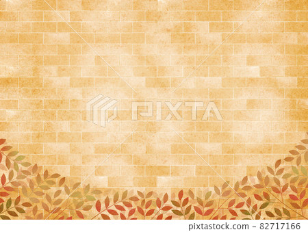 Background material Brick Brick Autumn leaves Dead leaves Wall block Background material Brick Brick Autumn leaves Dead leaves Wall block 82717166