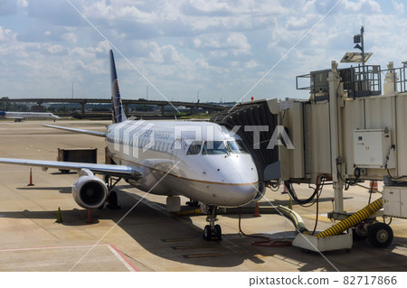 Terminal gate passenger airplane waiting at the gate at the In Busch International Airport in Houston TX on United Airline 82717866