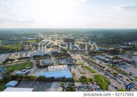 Panorama aerial view shopping mall plaza view in Houston city Texas USA Panorama aerial view shopping mall plaza view in Houston city Texas USA 82717888