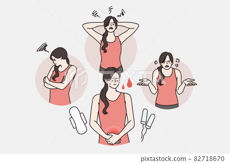 Pms and mood before menstruation concept Pms and mood before menstruation concept 82718670