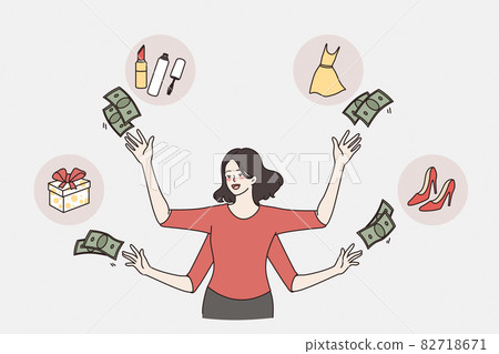 Wasting money and shopaholic concept Wasting money and shopaholic concept 82718671