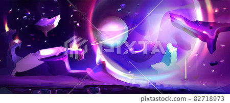Space background with landscape of alien planet 82718973